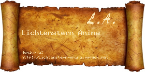 Lichtenstern Anina névjegykártya
